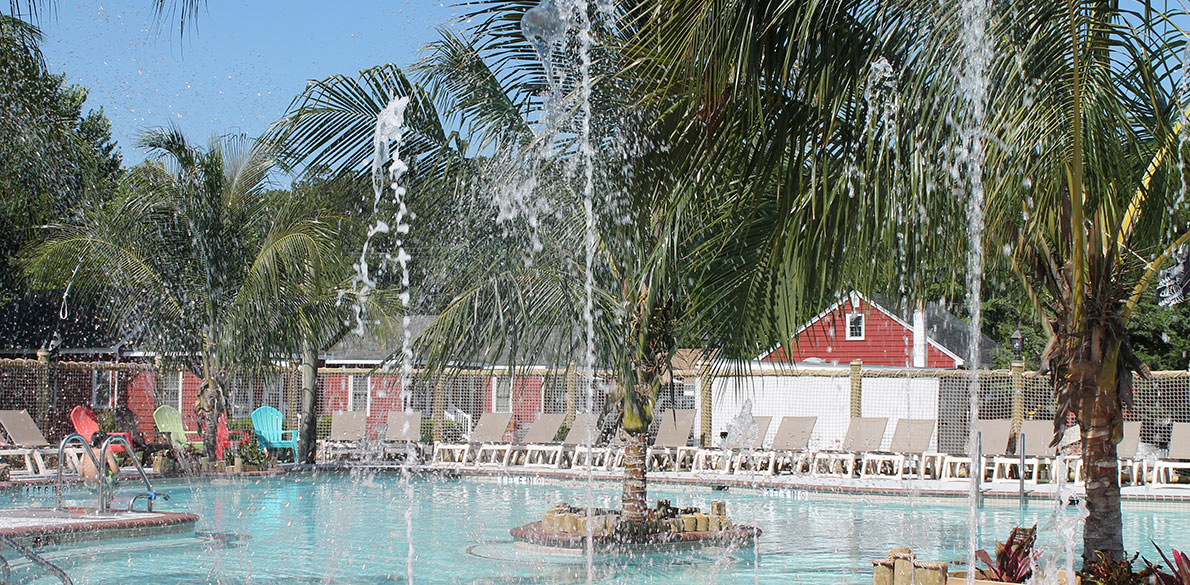 Fountains in pool