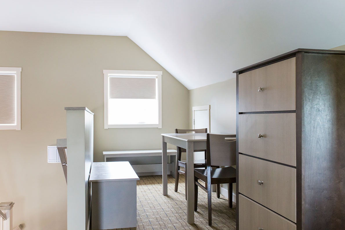 Vacation Homes 614-621 loft area desk, benches, and dresser